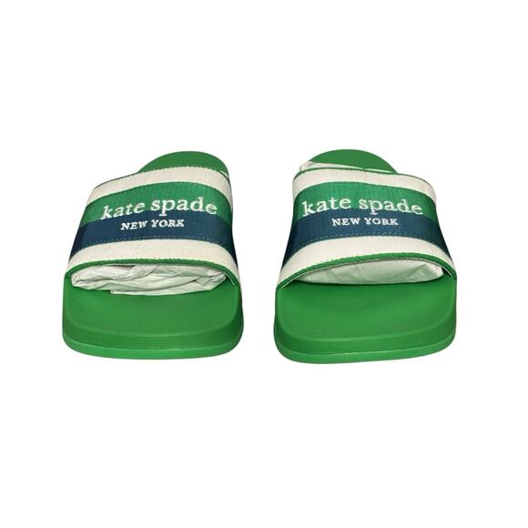 NIB! Kate Spade Buttercup Canvas Green Tropical Pool Slide Sandals - Size 7 - Picture 5 of 10